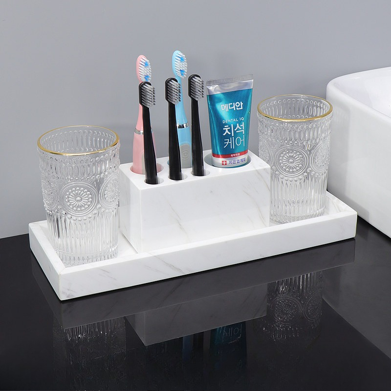 صينية رخامية لتنظيم أدوات الزي - مراجعة Home Bathroom Organizer وسعره
