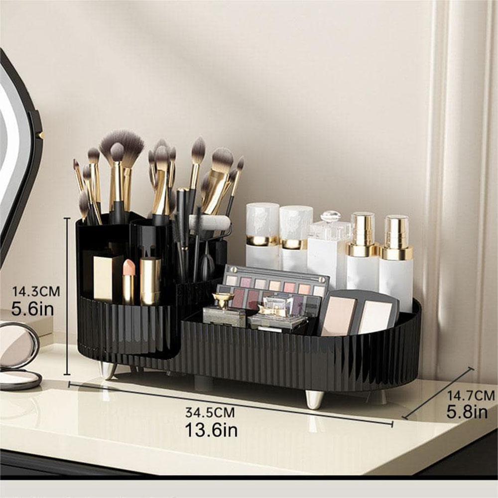 360 °   منظم تخزين مكياج دوار  - مراجعة Home Edit Bathroom Storage وسعره